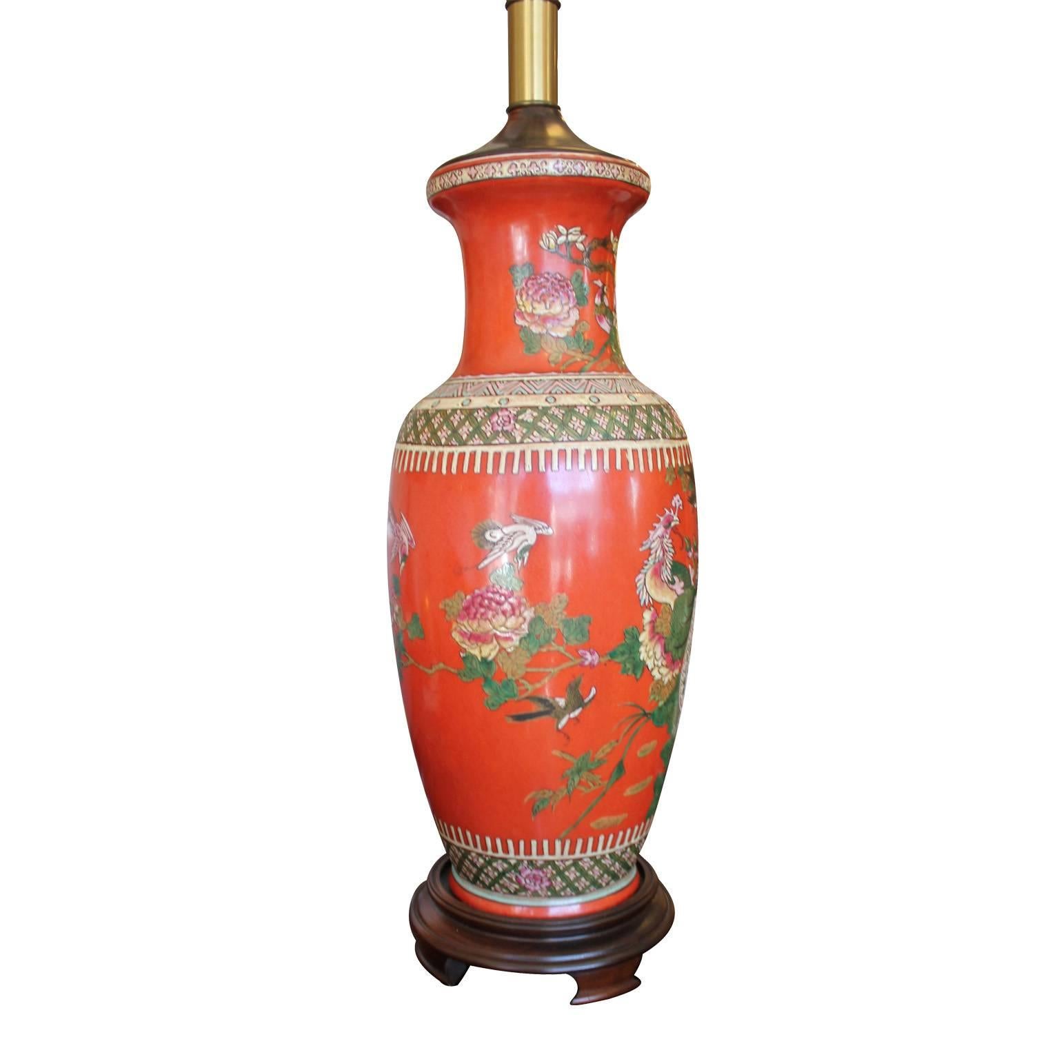 Hollywood Regency Dramatic Pair of Labarge Chinese Bird Lamps