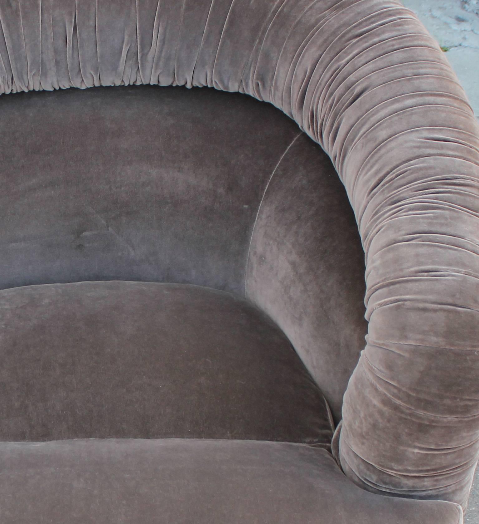 Mid-20th Century Incedible Pair of Swivel Lounge Chairs in Grey Velvet