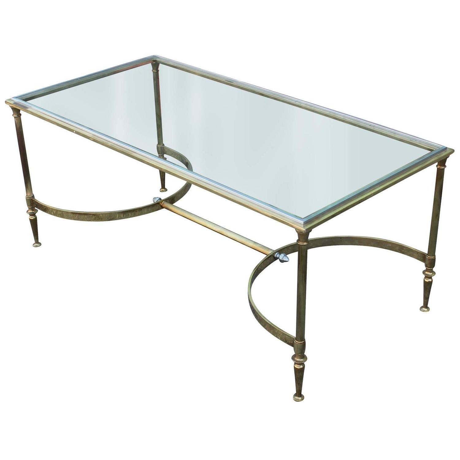 Elegant Brass and Glass Cocktail Table with Chrome Accents at 1stdibs