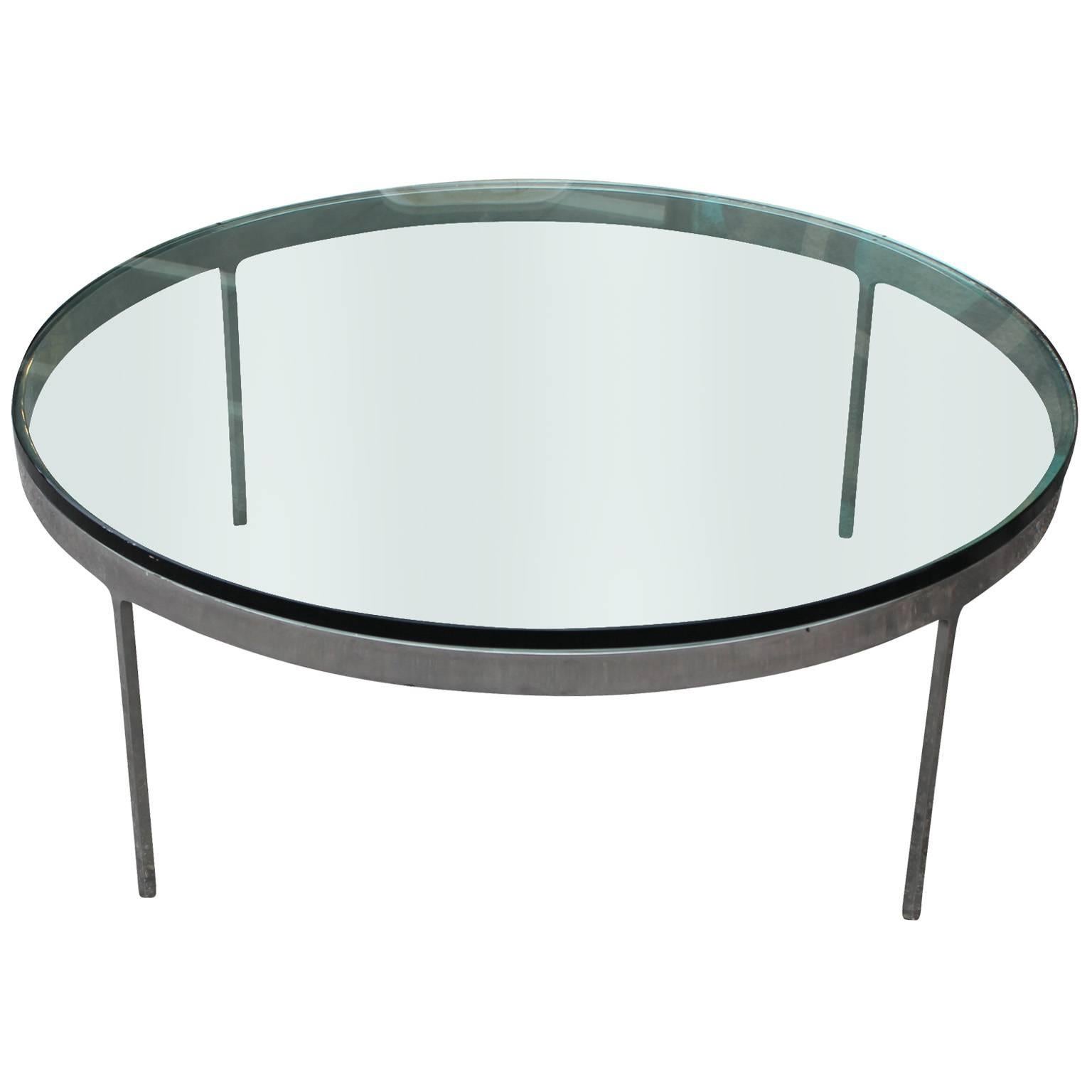 Mid-Century Modern Excellent Steel and Glass Nicos Zographos Round Coffee Table