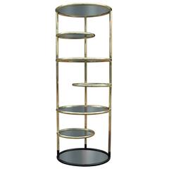 Brass and Smoked Glass Swivel Etagere