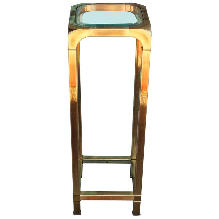 Mastercraft Brass and Glass Pedestal or Accent Table at 1stDibs