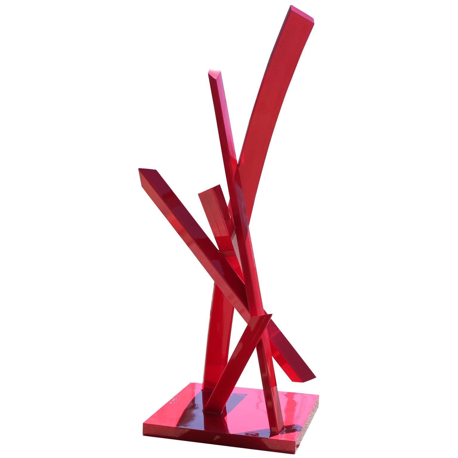 red abstract sculpture