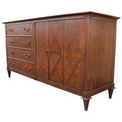 Modern Mastercraft Inlaid Sideboard with Copper Accents and Black Ebony Squares