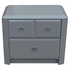 Pair of Modern Grey Lacquered Gem Cut Two Drawer Nightstands