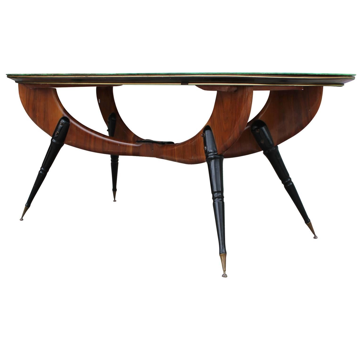 Modern Sculptural Italian Faux Painted Dining Table with a Green Top  In Excellent Condition In Houston, TX