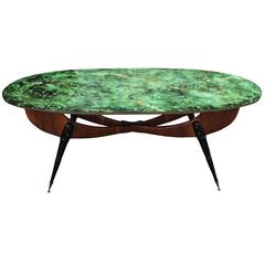 Modern Sculptural Italian Faux Painted Dining Table with a Green Top