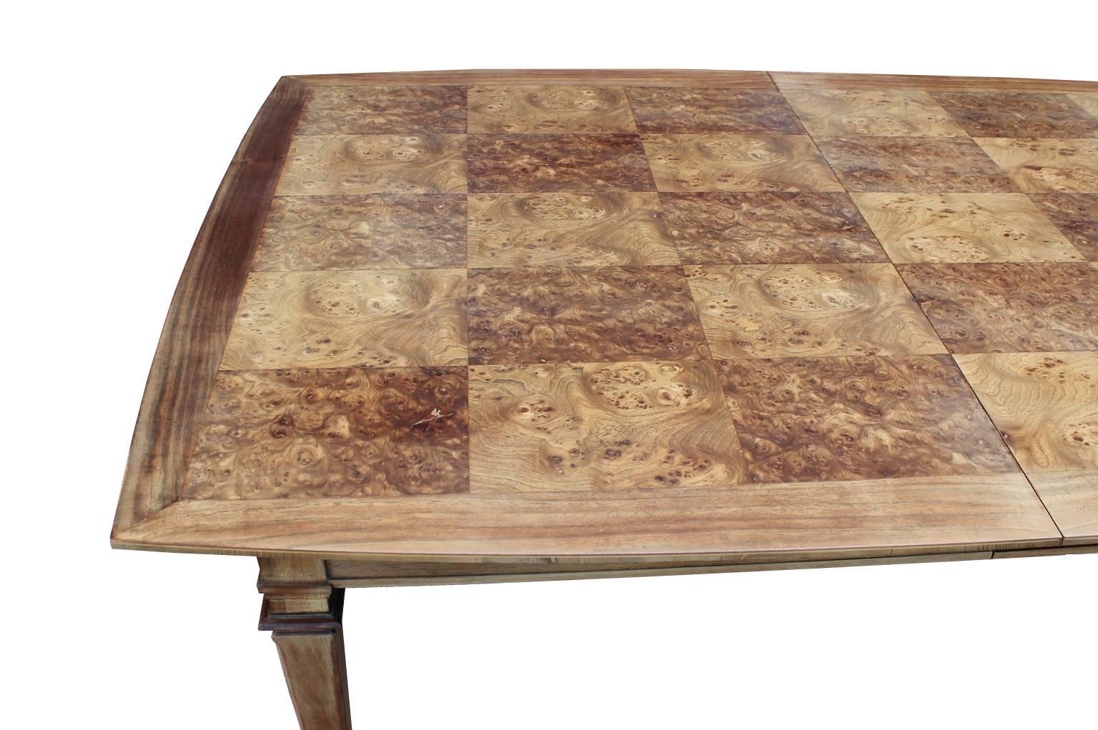Mid-20th Century Modern Burl Parquetry Dining Table by Bernhard Rohne for Mastercraft