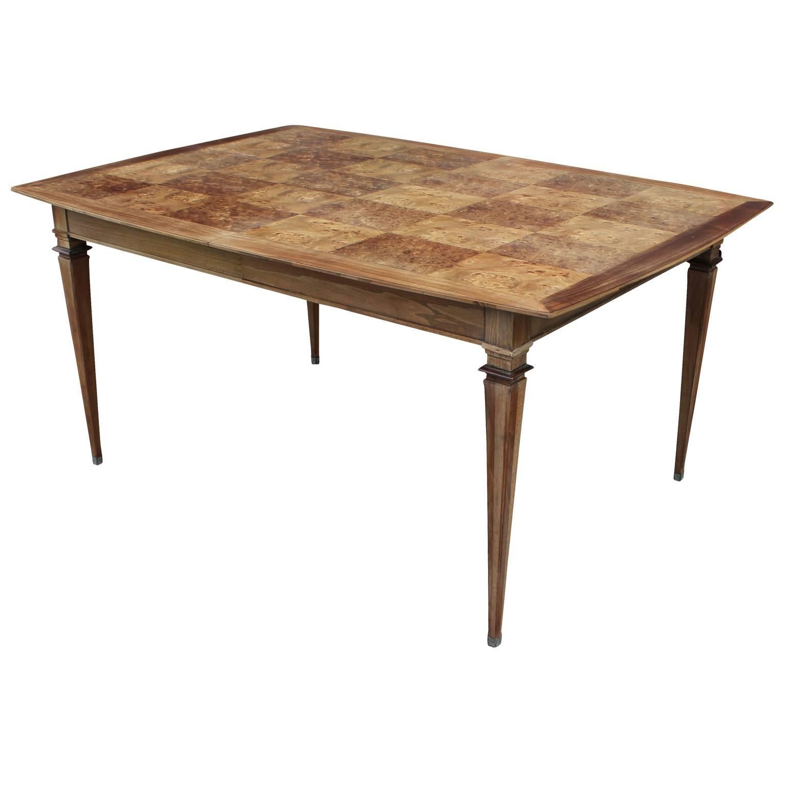 Modern Burl Parquetry Dining Table by Bernhard Rohne for Mastercraft