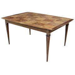 Modern Burl Parquetry Dining Table by Bernhard Rohne for Mastercraft
