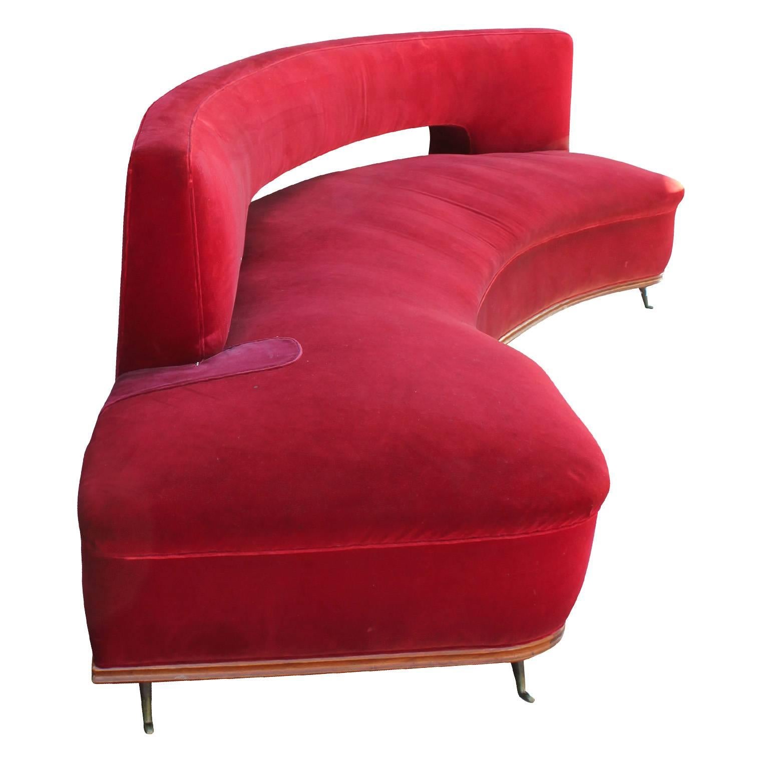 red curved couch
