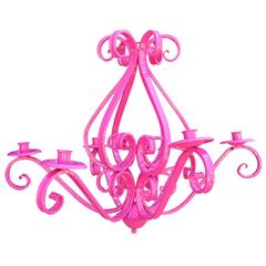 Modern Hot Pink Cast Iron Six Arm Chandelier Light Fixture 