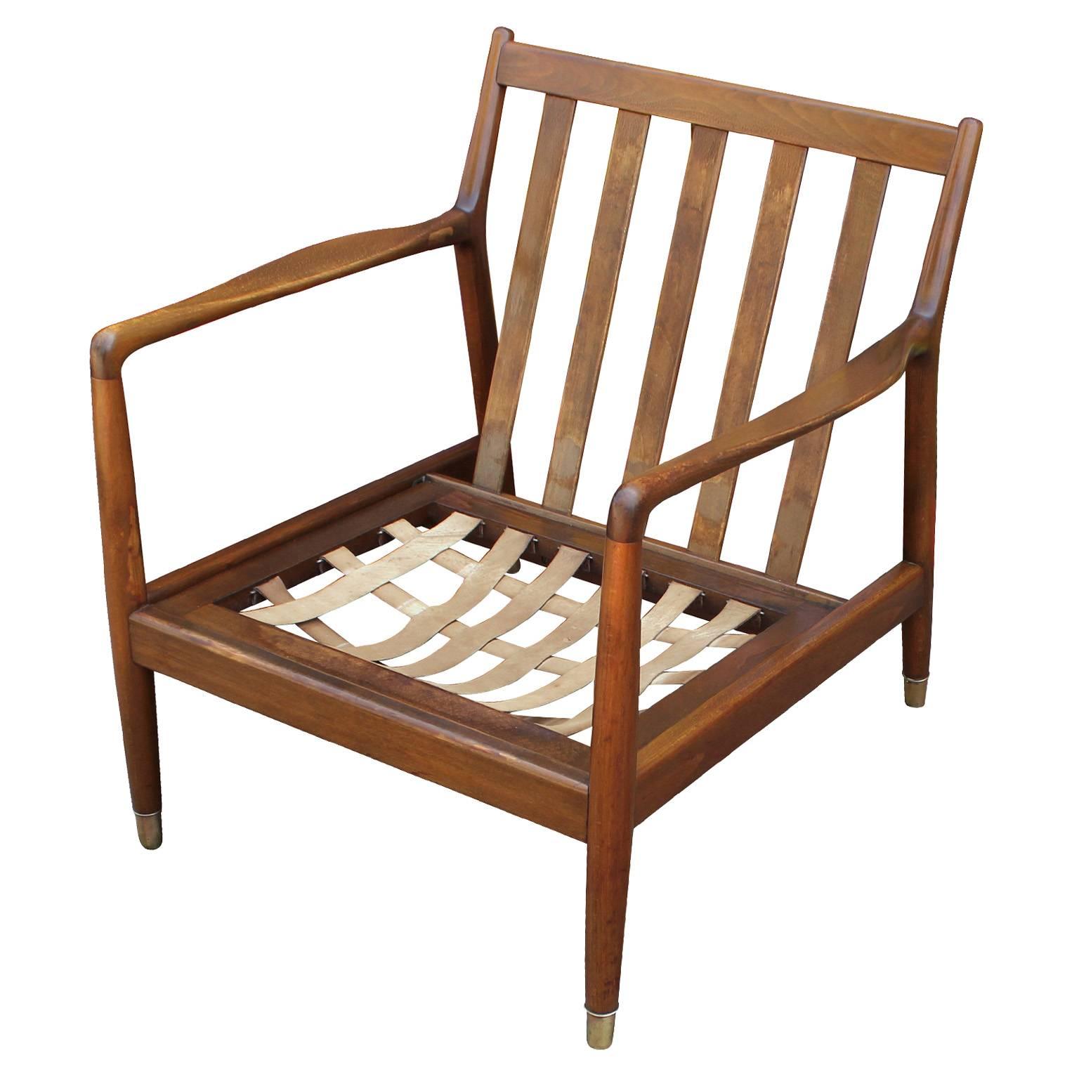 Mid-Century Modern Folke Ohlsson for DUX Modern Walnut Lounge Chair and Ottoman