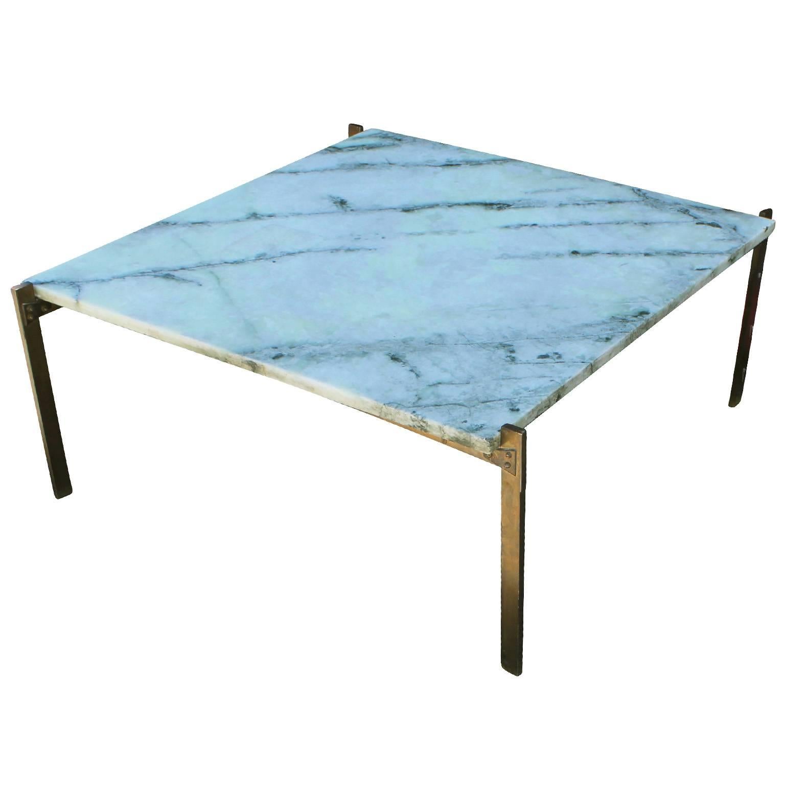 Italian Style Marble and Bronze Square Coffee Table at 1stDibs