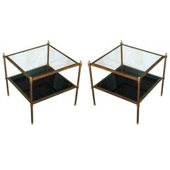 Pair of Brass and Glass End Tables