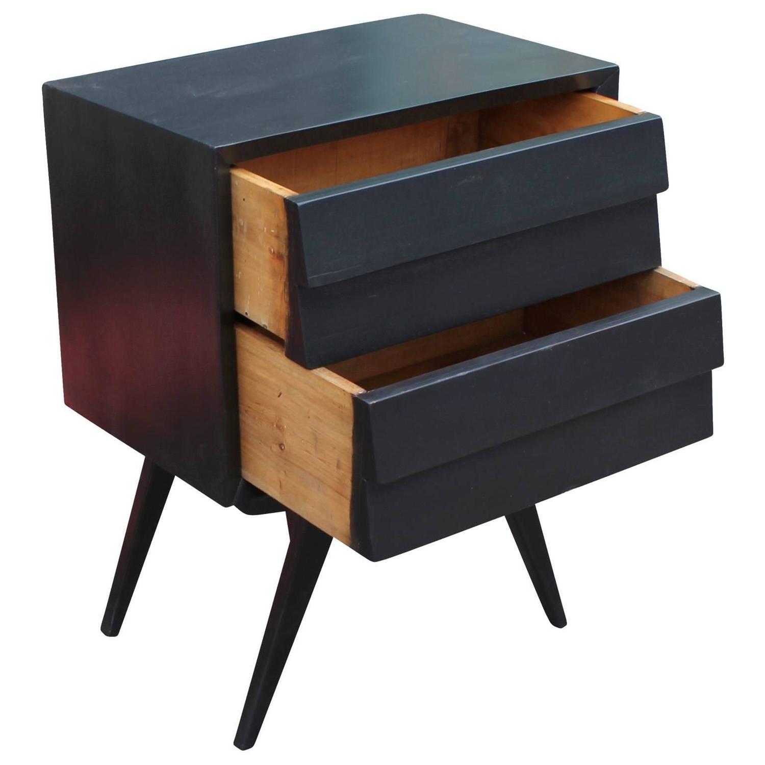 Charming Pair of Black Louvered Nightstands at 1stdibs