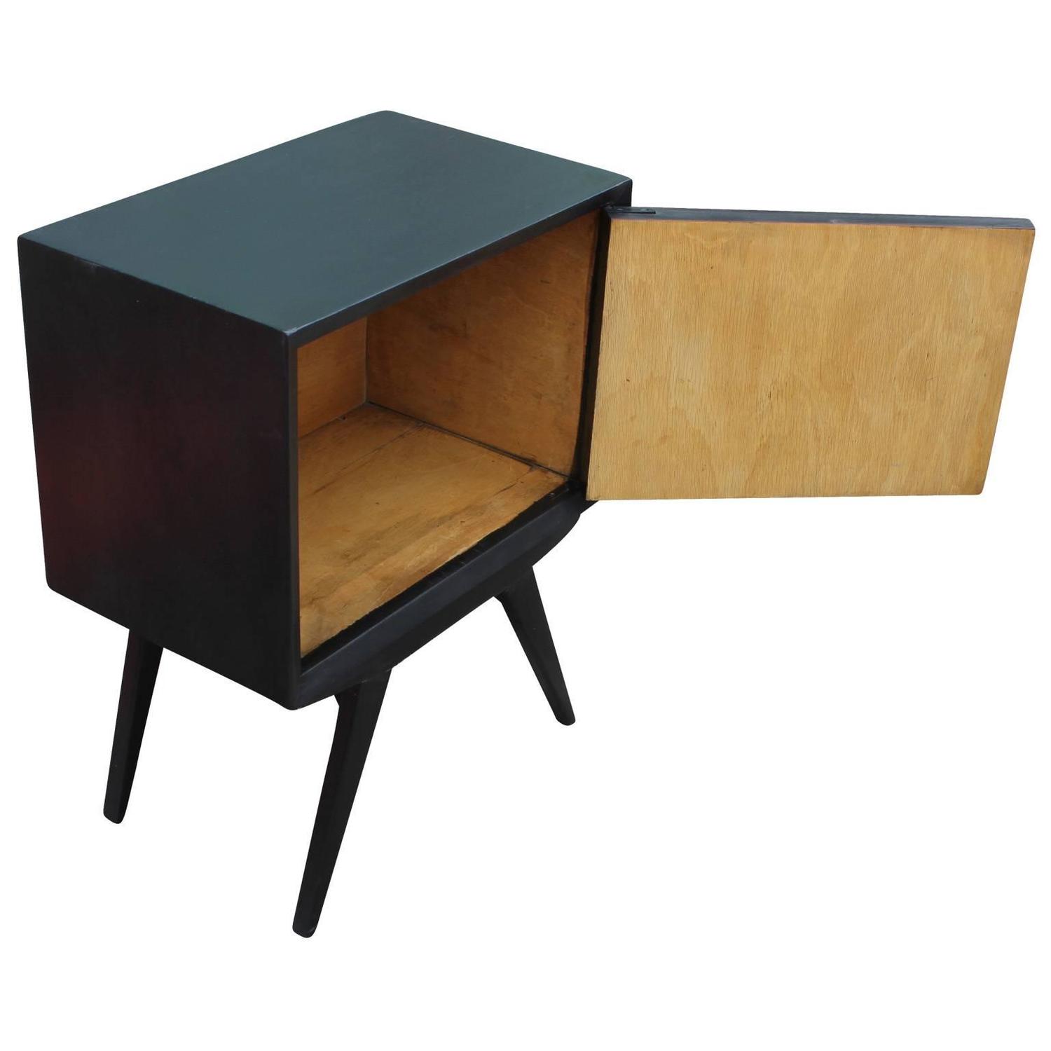 Charming Pair of Black Louvered Nightstands at 1stdibs