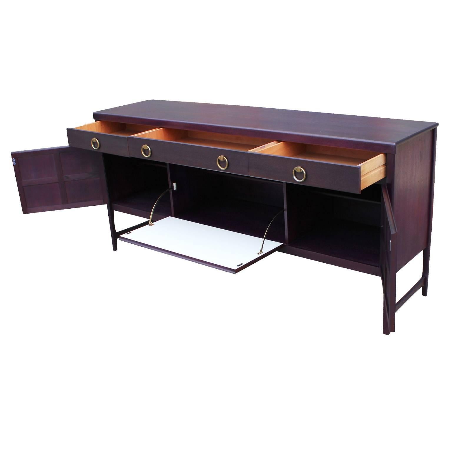 European Fabulous Purple Dyed Sideboard with Brass Hardware