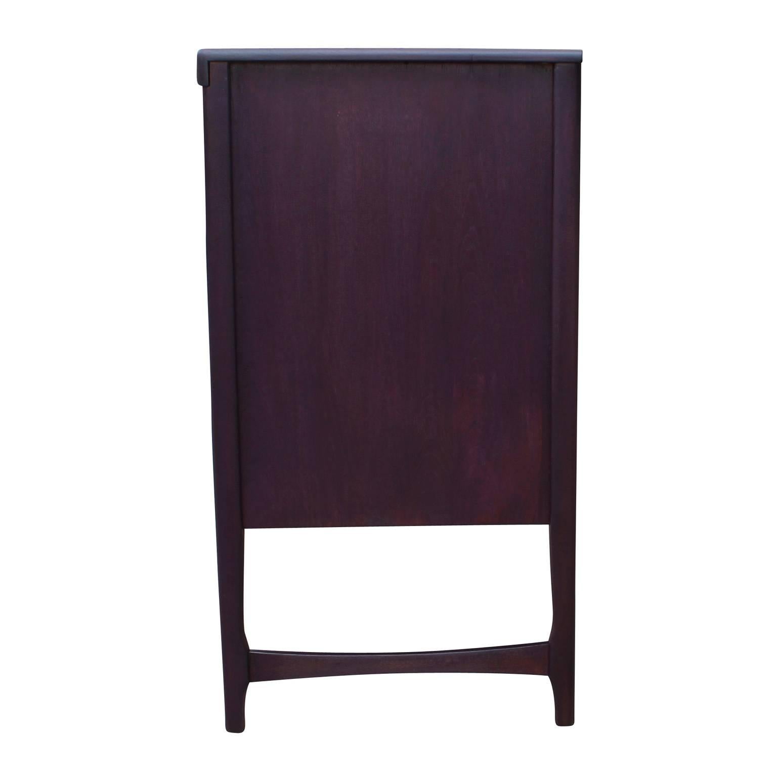 Mid-Century Modern Fabulous Purple Dyed Sideboard with Brass Hardware