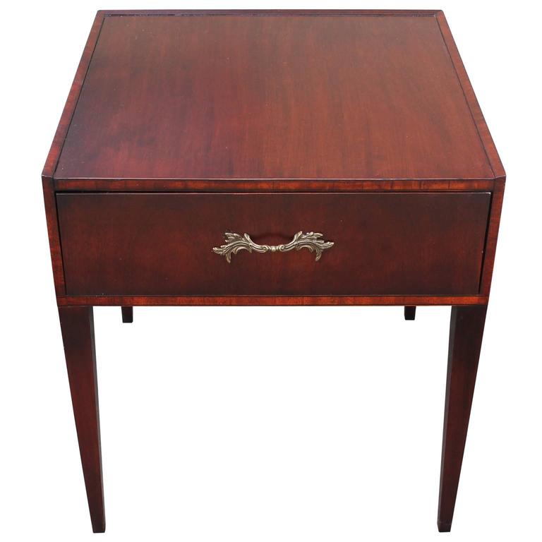 Elegant Pair of Nightstands or Side Tables with French Brass Pulls at