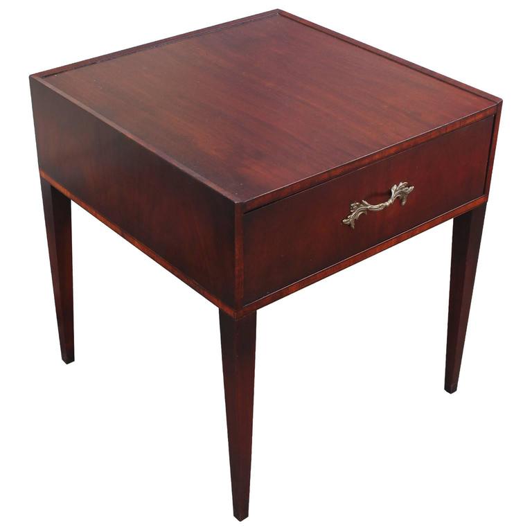 Elegant Pair of Nightstands or Side Tables with French Brass Pulls at