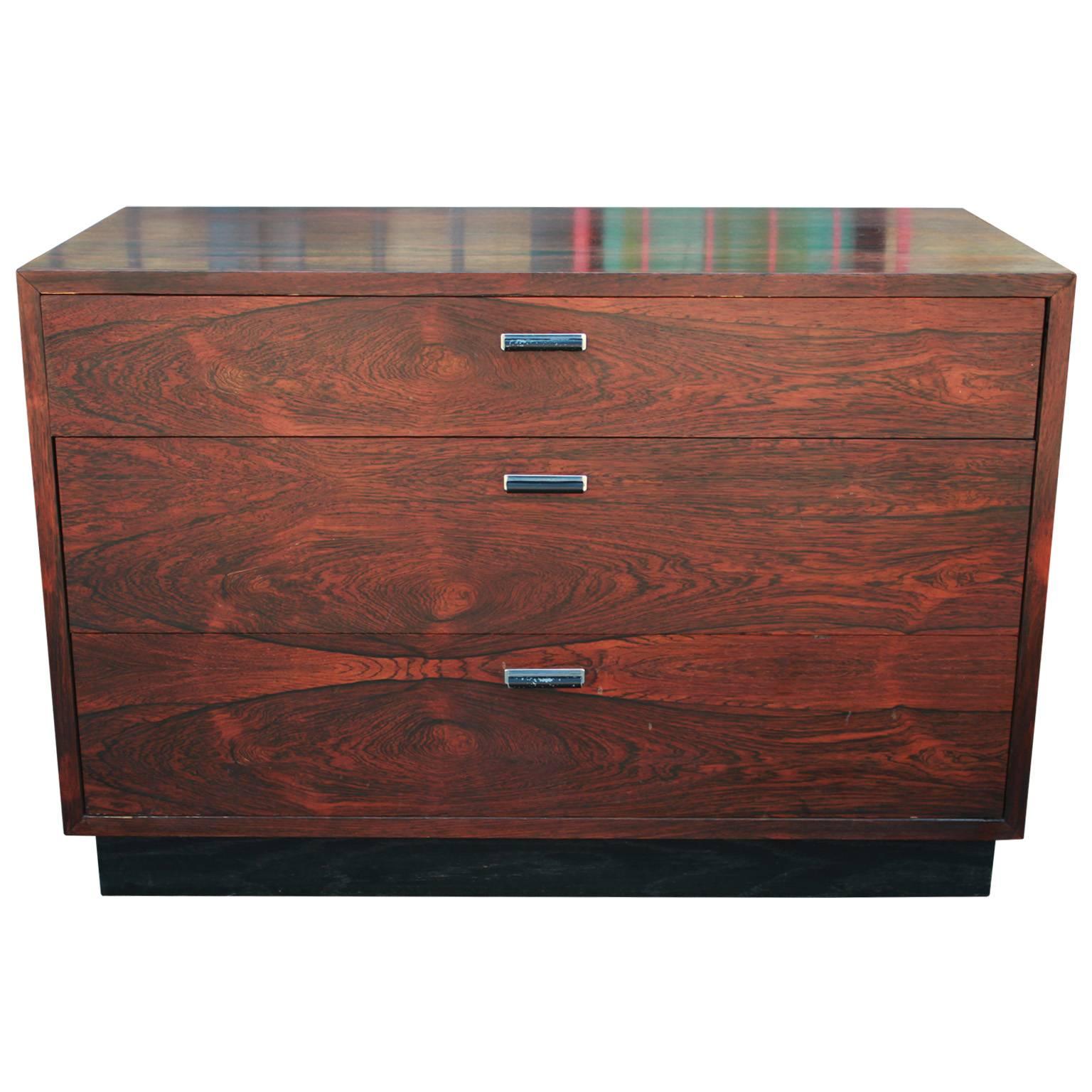 Mid-Century Modern Modern Rosewood Chest or Side Table by Harvey Probber with Black Lacquered Base
