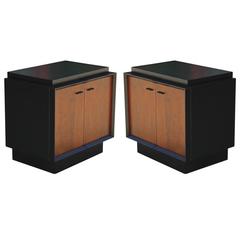 Sleek Pair of Two-Tone Side Tables or Nightstands