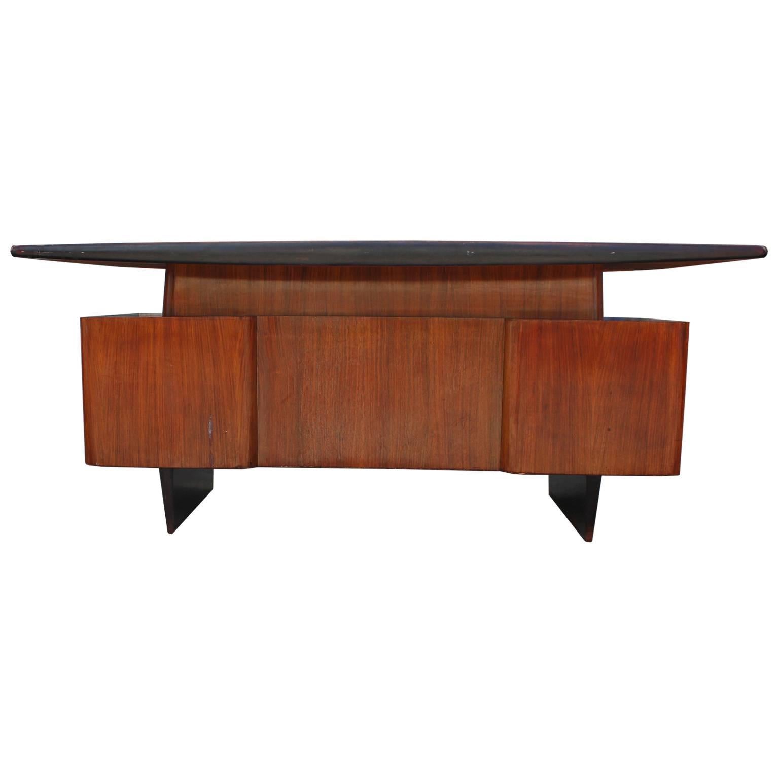 Mid-Century Modern Striking Two-Tone Floating Italian Executive Desk