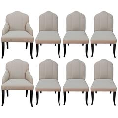 Glamorous Set of Eight Upholstered Dining Chairs