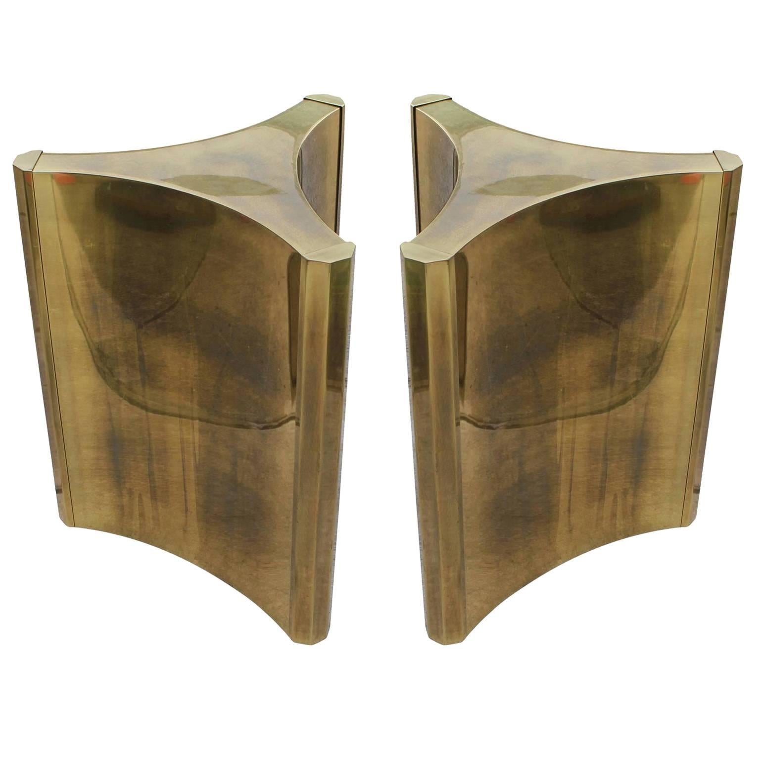 Luxe Pair of Brass Mastercraft Pedestal Table Bases