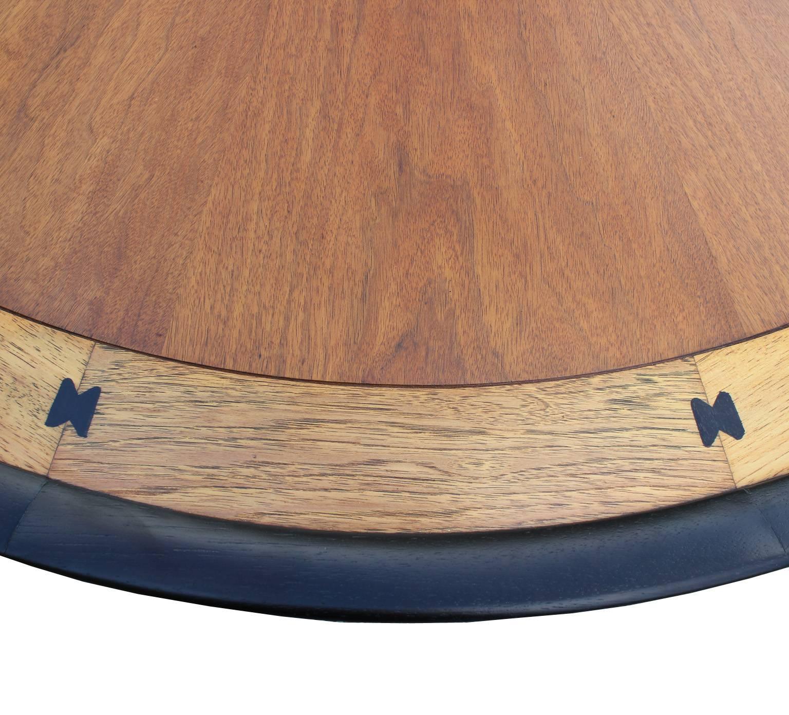 Mid-Century Modern Striking Large Inlaid Round Modern Coffee Center Table Two Tone