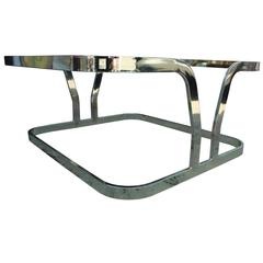 Sculptural Square Brass and Glass Modern Minimalist Coffee Table