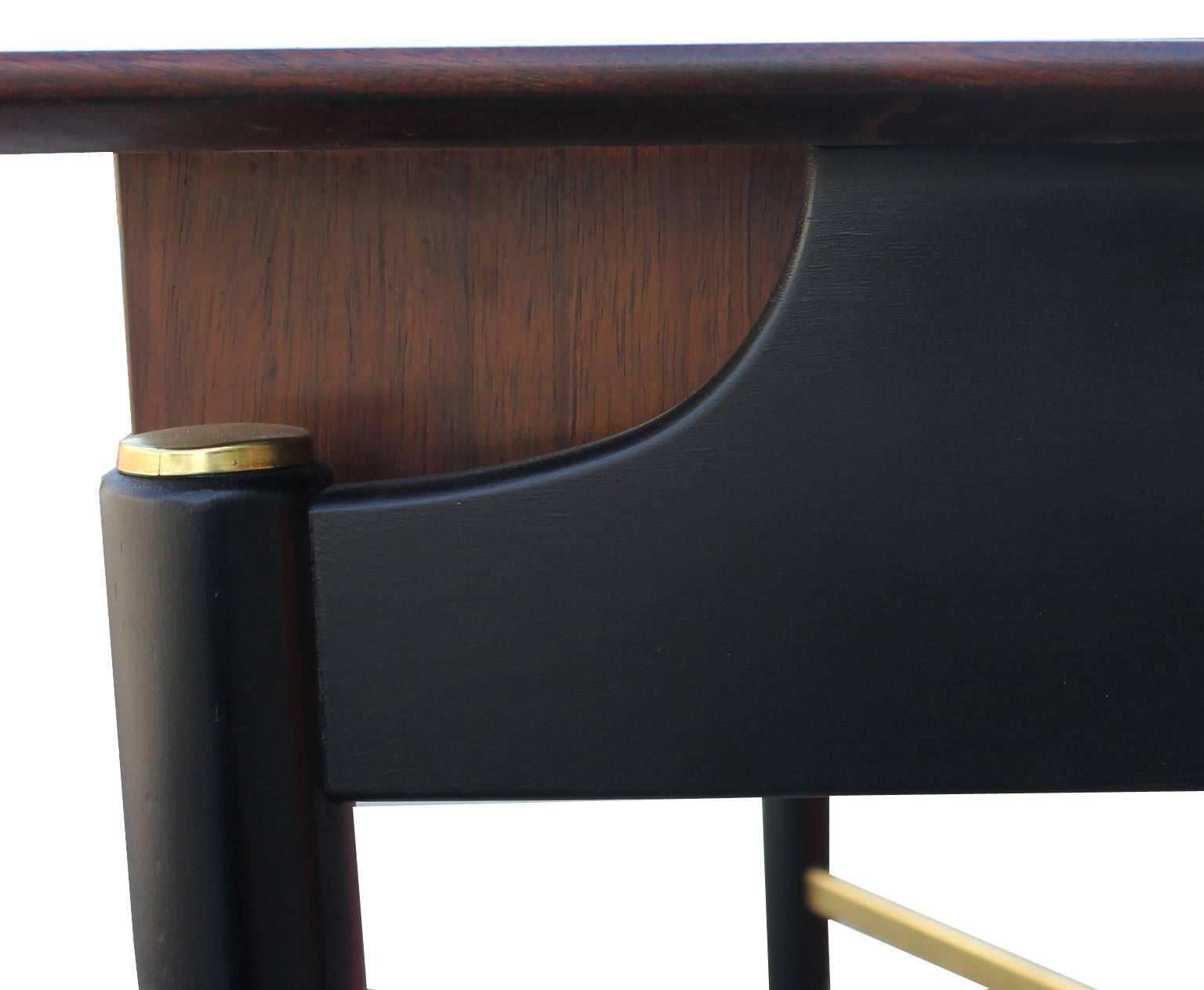 Mid-Century Modern Luxe Two-Tone Console Modern Table or Desk with Brass Accents