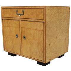 Widdicomb Burl and Brass Campaign Style Modern Nightstands