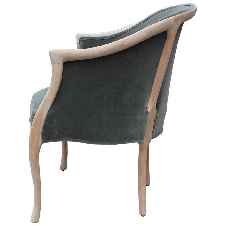 Sophisticated Pair of Barrel Back Bleached Mohair Chairs by Baker at