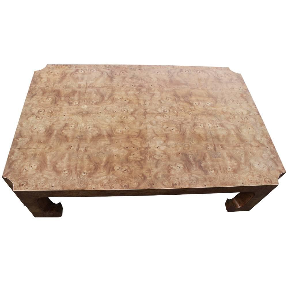 Hollywood Regency Stunning Burl Carpatian Elm Coffee Table by Baker