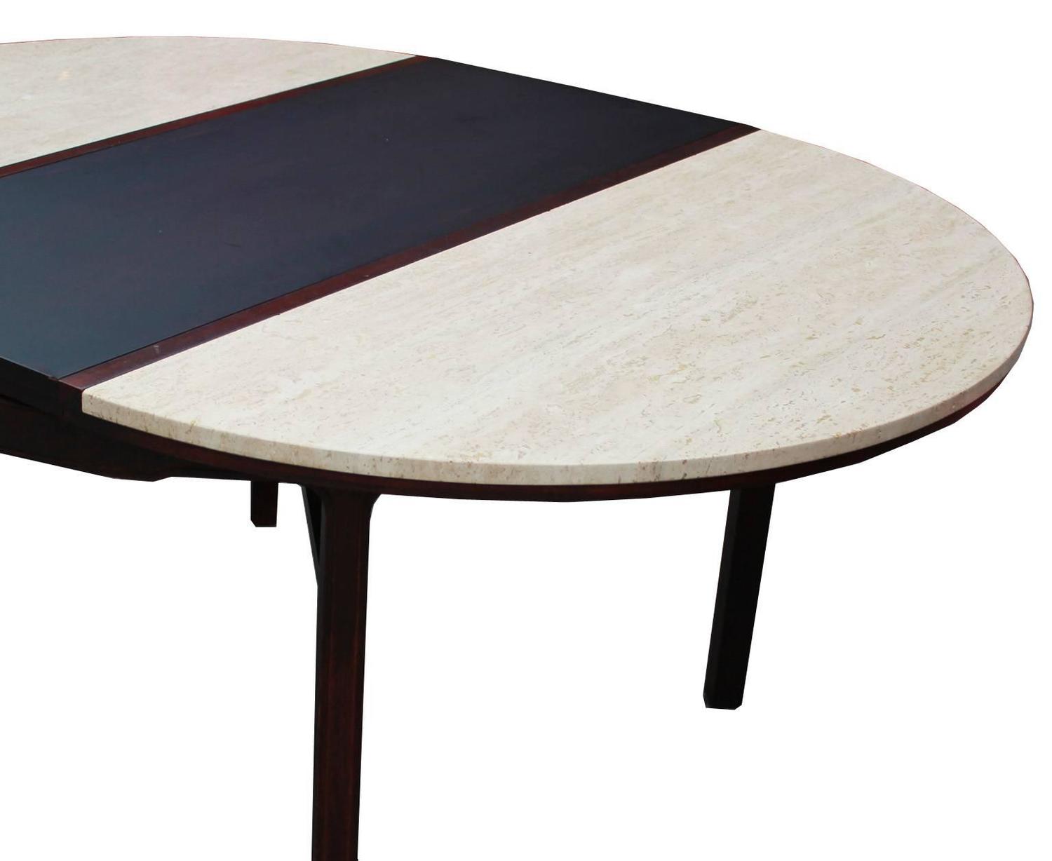 Striking Color Blocked Travertine Dining Table at 1stdibs