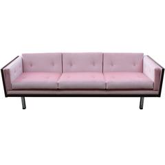 Exquisite Rosewood Case Sofa in Pale Pink Velvet