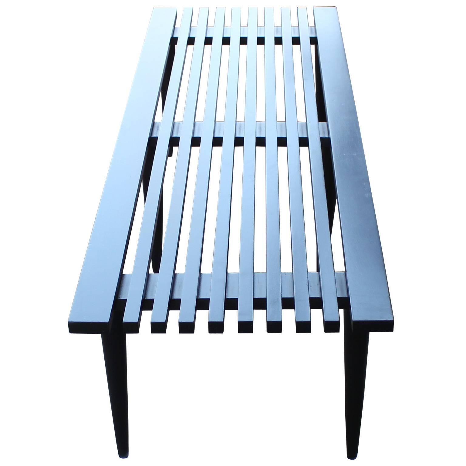 black slatted bench