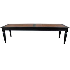 Luxe Parquet and Ebonized Modern Two Tone Coffee Table by Baker