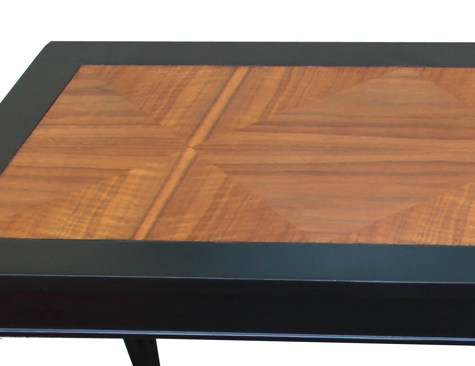 Mid-Century Modern Luxe Parquet and Ebonized Modern Two Tone Coffee Table by Baker