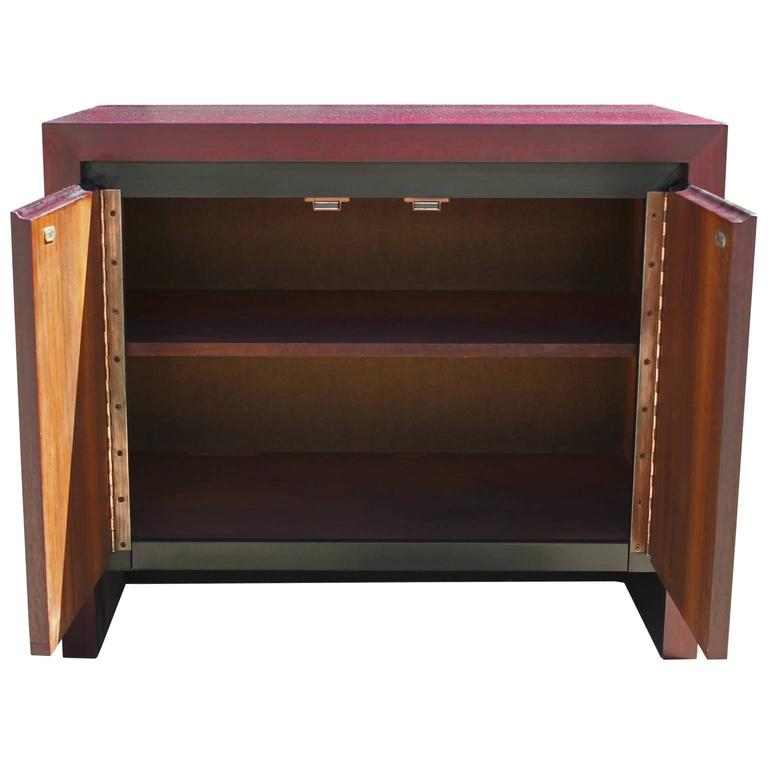Pair of Clean Lined Modern Vintage Purple Stained Chests / Nightstands