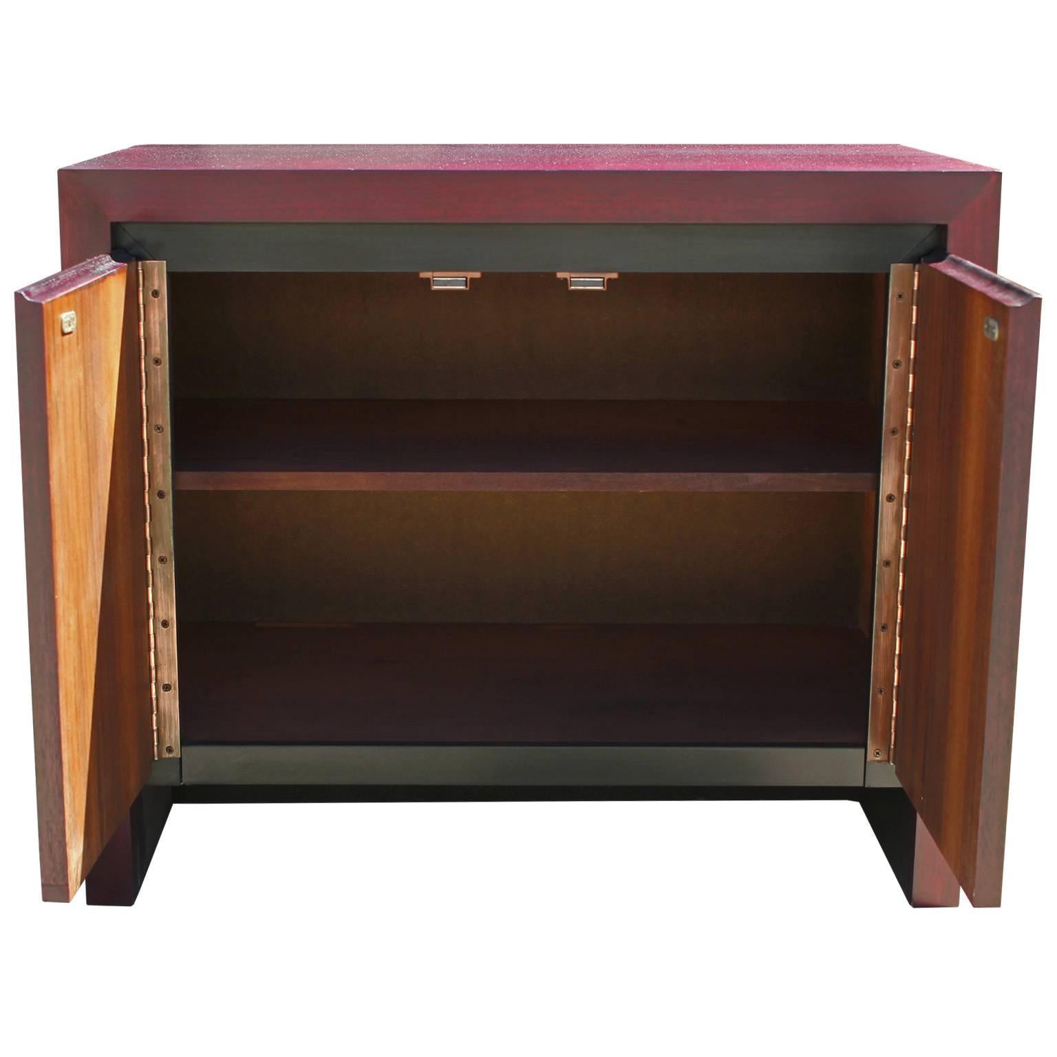 Mid-Century Modern Pair of Clean Lined Modern Vintage Purple Stained Chests / Nightstands