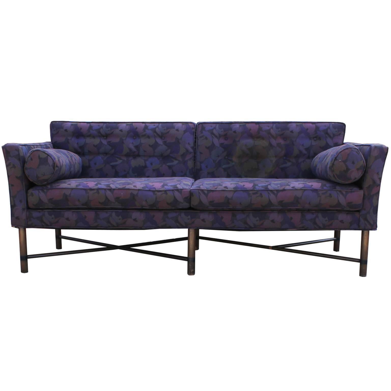 Mid-20th Century Harvey Probber Seating Group Vintage Modern Sofa and Loveseat in Purple Floral
