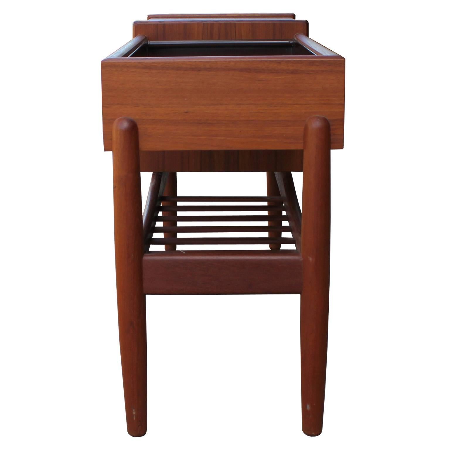 Scandinavian Modern Arne Wahl Iversen Teak Side Table with Planter
