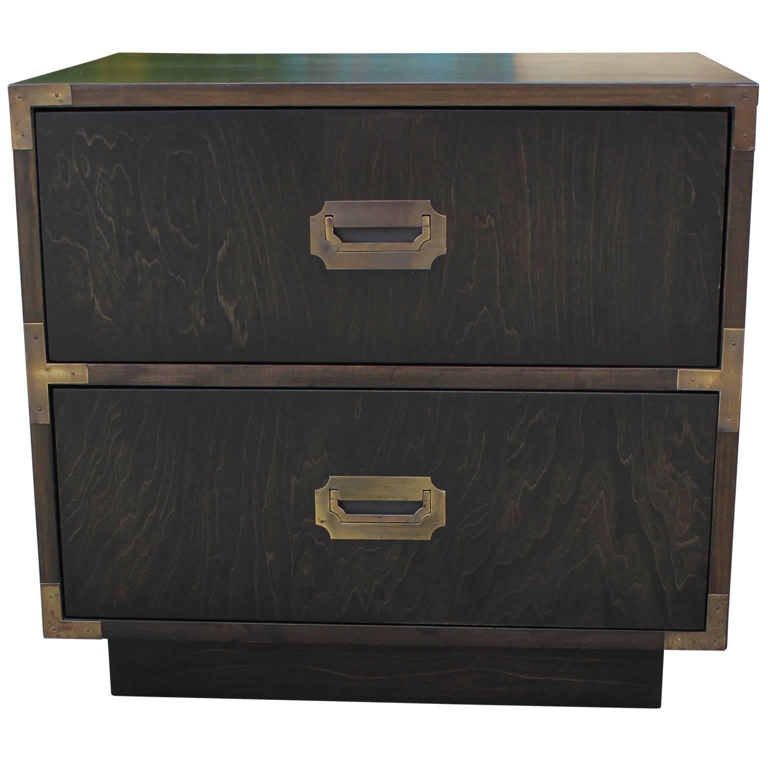 American Fabulous Pair of Campaign Style Night Stands or Chests