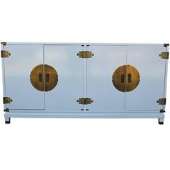 Stunning White Lacquered Sideboard with Brass Hardware