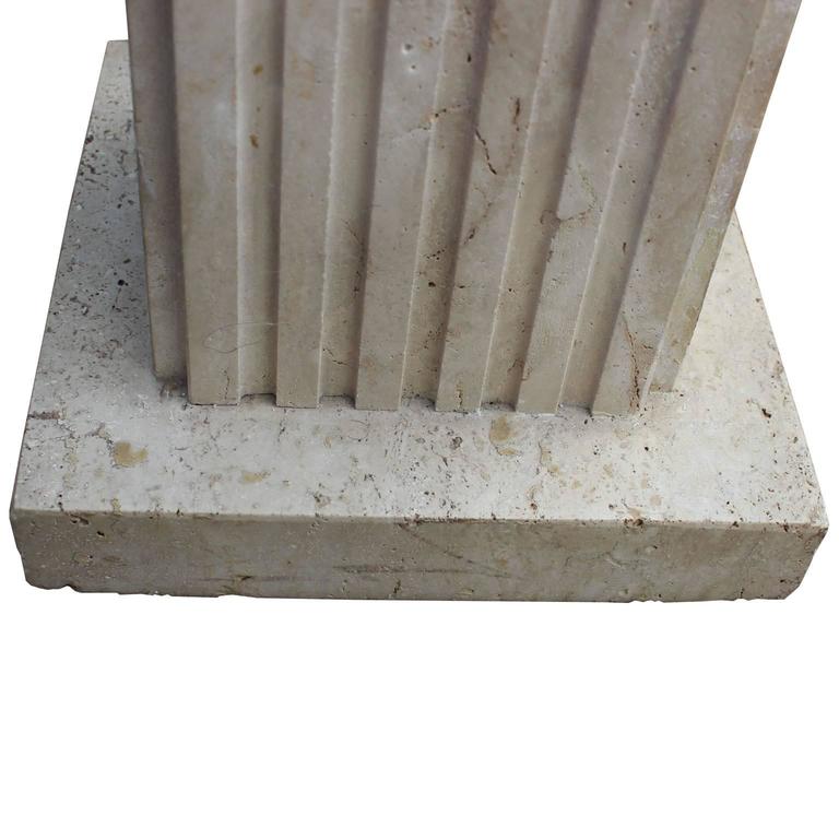 Modern Travertine Marble Column Floor Lamp By Raymor