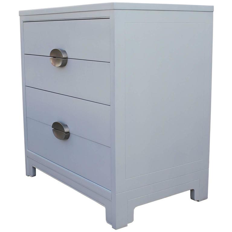 Pair of Clean Lined Modern Bachelor's Chests in White Lacquer at 1stdibs