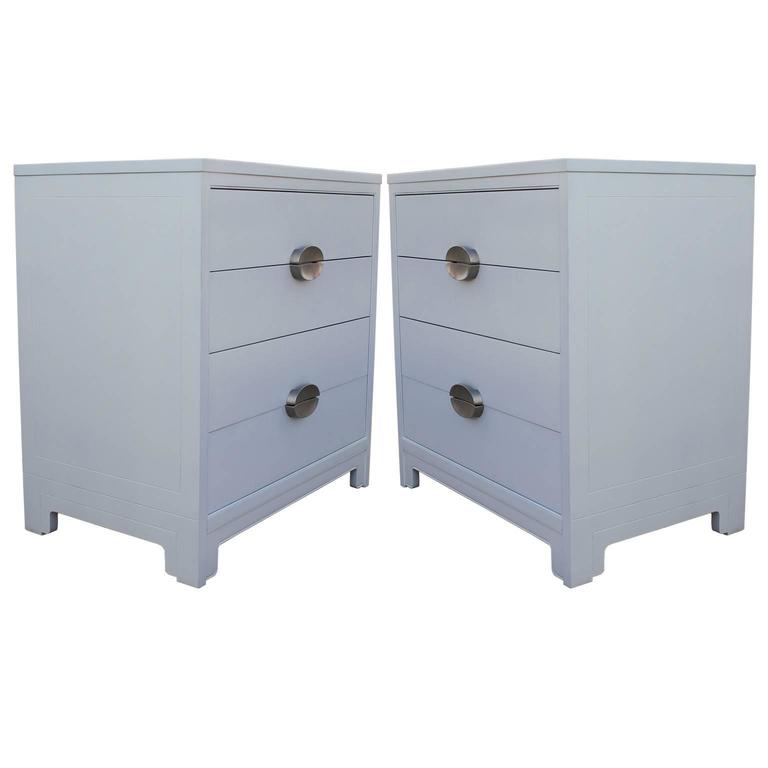 Pair of Clean Lined Modern Bachelor's Chests in White Lacquer at 1stdibs
